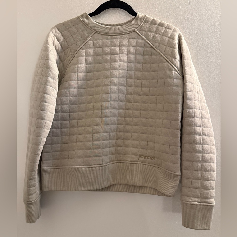 Marmot Women’s Royce Crew Neck Quilted Pullover Sweater Sandbar Beige Small S